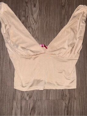 Beige V-Neck Women's Crop Camisole Top